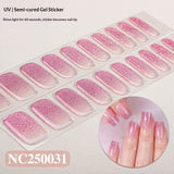 Semi-Cured Gel Nail Strips Gradient Glitter Shimmer Glossy Design (MOQ=3)