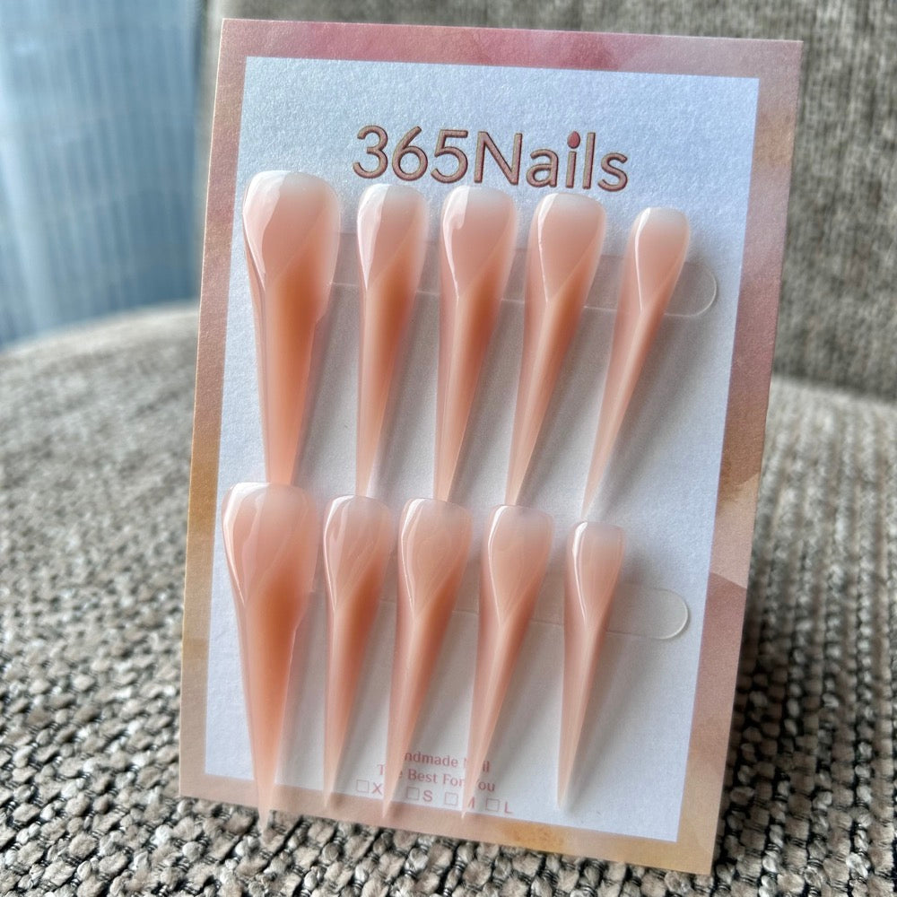 Peach Cream Dragon Claw Stiletto Press On Nails｜Soft Nude Jelly Finish｜365Nails Premium Handmade Dragon Series