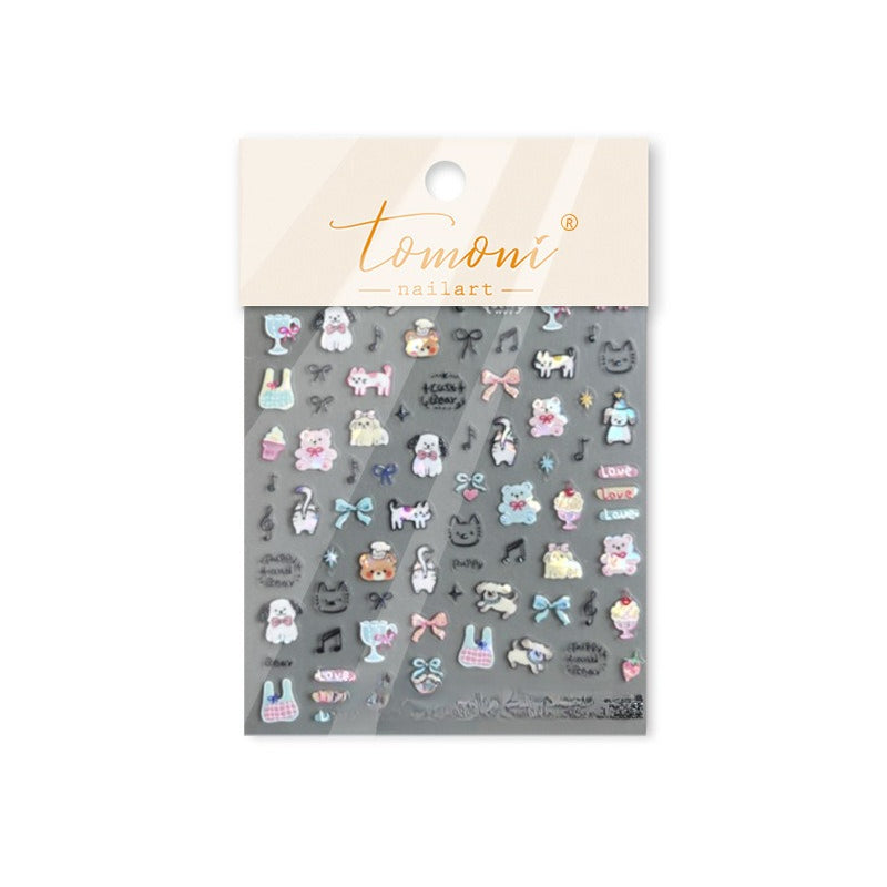 Cute Teddy & Puppy Nail Stickers – Kawaii Collection