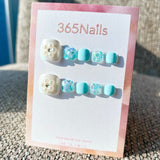 365nails: "mint pearl floral" – handmade press-on pedicure