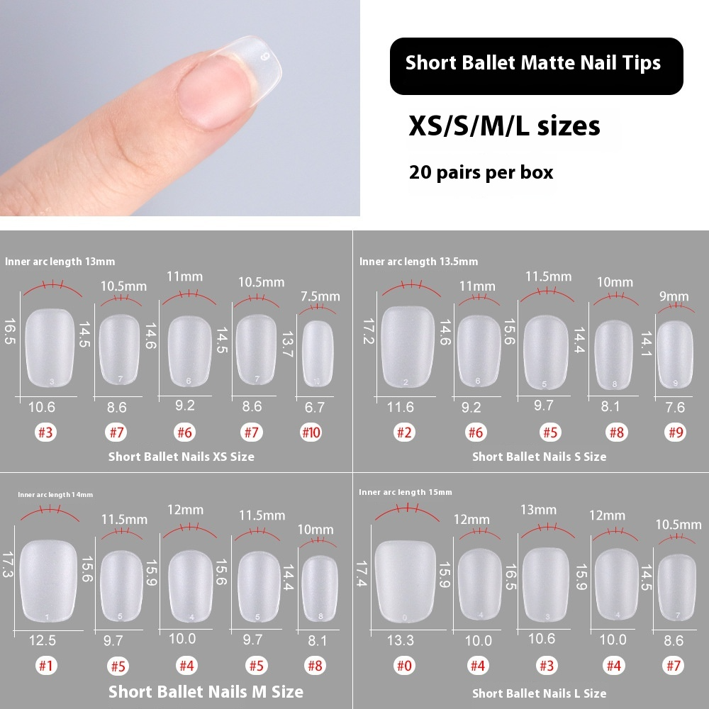 Nail Tips Special nail pads for press on nails, 200 pcs without engraving and grinding, standard size sub-size patch, fake nail manicure.