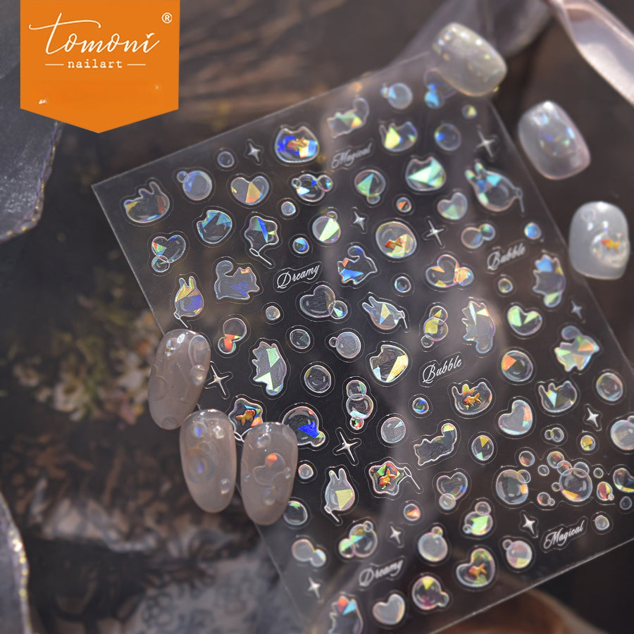 Holographic Bubble & Bunny – 5D Embossed Dreamy Accent Set