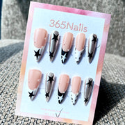 365nails: Y2K 스타 카우 프린트 수제 롱 스틸레토형 네일