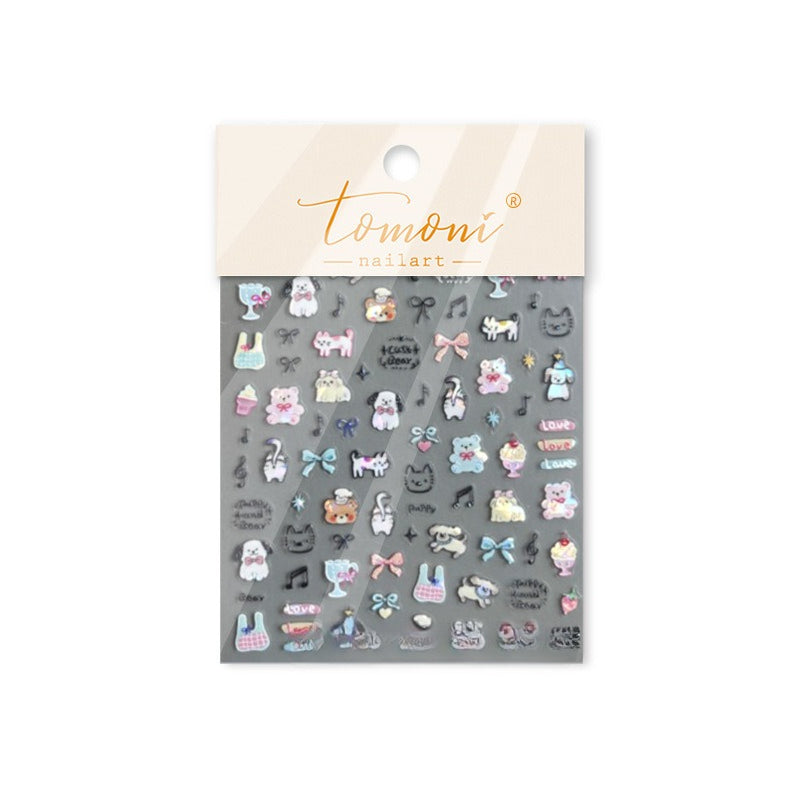 Cute Teddy & Puppy Nail Stickers – Kawaii Collection