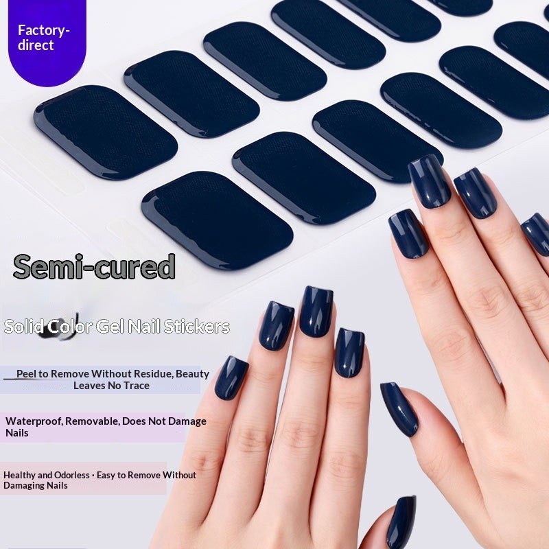 Semi-Cured Gel Nail Strips Solid Pearl Minimal Glossy Design (MOQ=3)