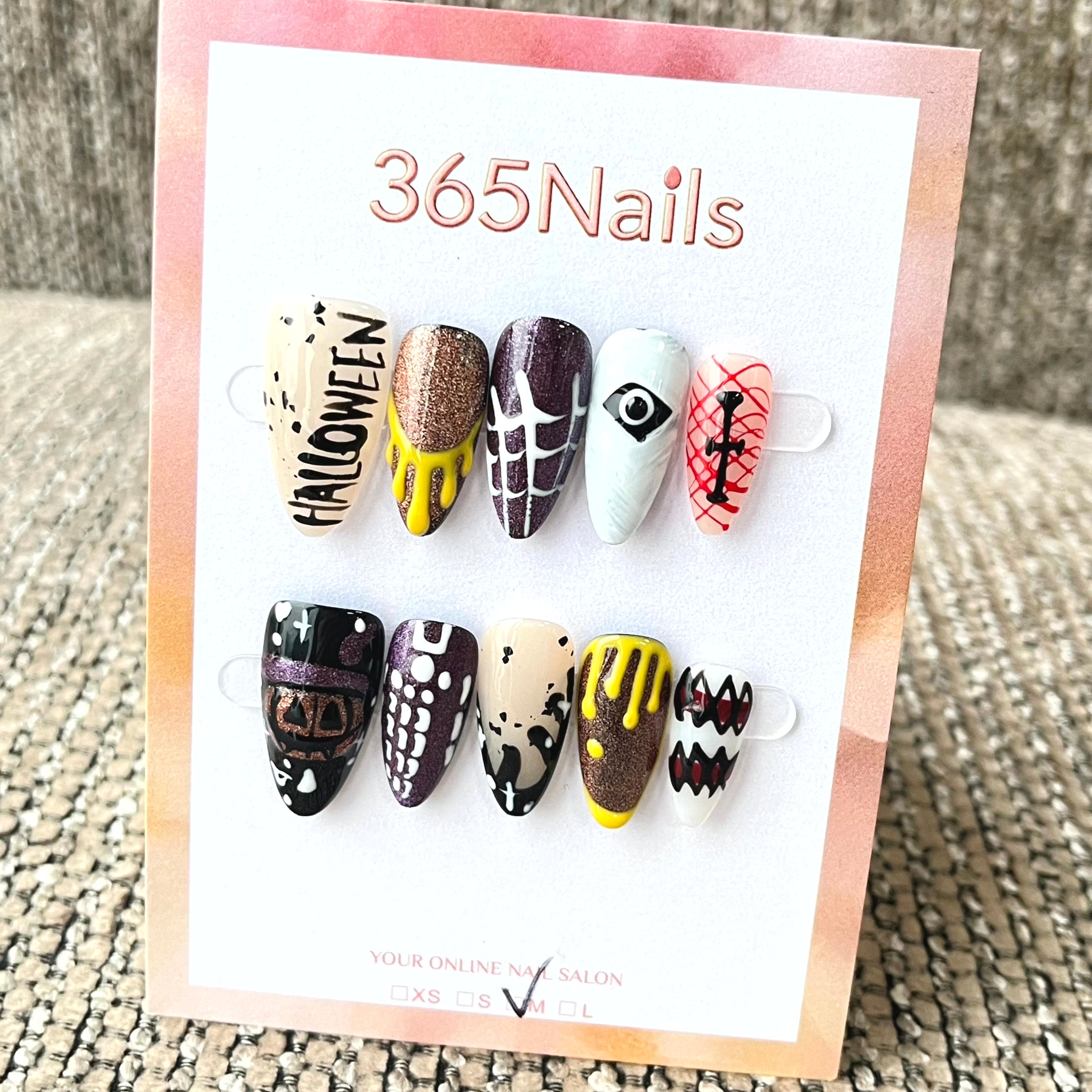 365nails: "Midnight Macabre" – 3D Horror Art Handmade Stiletto Nails