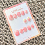 365Nails: "Peach Marble" – handmade press-on nails (Candy Series/Fresh Sweet Style)