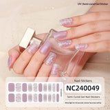 Semi-Cured Gel Nail Strips Foil French Gold Pink Gradient Glossy Set (MOQ=3)