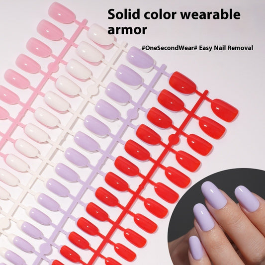 Nail Tips Press on nails Solid color glossy removable 120 pieces Boxed wearable prefabricated nail piece False nail piece Patch nail art