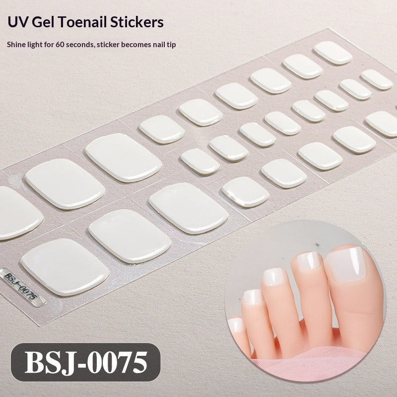 Semi-Cured Gel Nail Strips Simple Solid Toe Colors (MOQ=3)