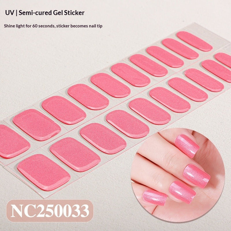 Semi-Cured Gel Nail Strips Gradient Glitter Shimmer Glossy Design (MOQ=3)