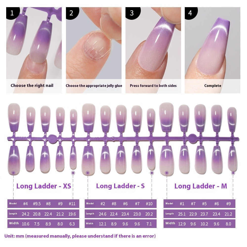 New press on nails Advanced Sense Crescent Cat Eye Prefabricated Short Ladder Nail 30 pieces Removable Nail Art False Nail Pieces