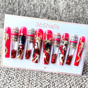 365nails: "Crimson Vixen" – 3D Figure Art Handmade Coffin Nails-5.5cm