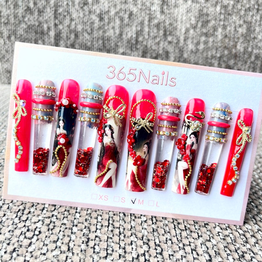 365nails 크림슨 빅슨 3D 피규어 아트 수제 코핀형 네일 5.5cm