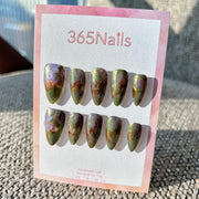 Tundra Iris & Twilight Forest Olive Green & Violet Smudge Nails ｜ Handmade Smudge Series(moq=30)