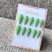 Green Glitter Stiletto Press-On Nails