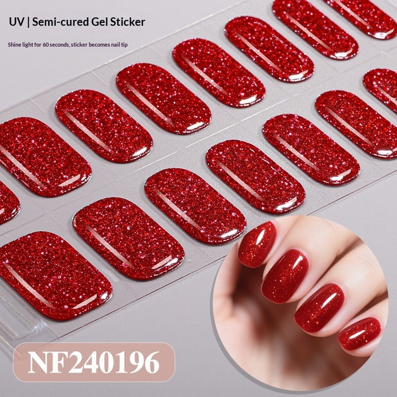 Semi-Cured Gel Nail Strips Pure Glitter Ultra Sparkle Glossy Design (MOQ=3)