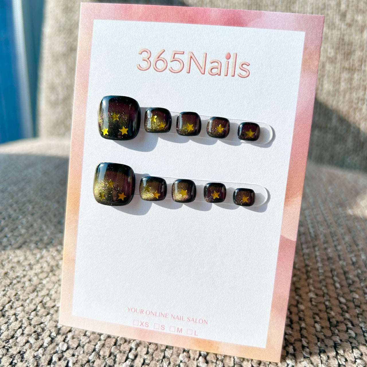 365nails: "black gold galaxy" – handmade press-on pedicure