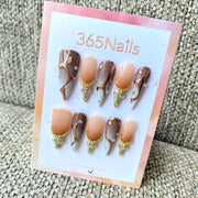 365nails — Perle champagne et strass : ongles press-on fait main