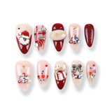 365Nails Christmas Red Gift Charm Stiletto Set