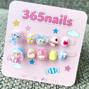 365nails: "Sweet Friends" – 3D Character Handcrafted Sweet Short Square Nails
