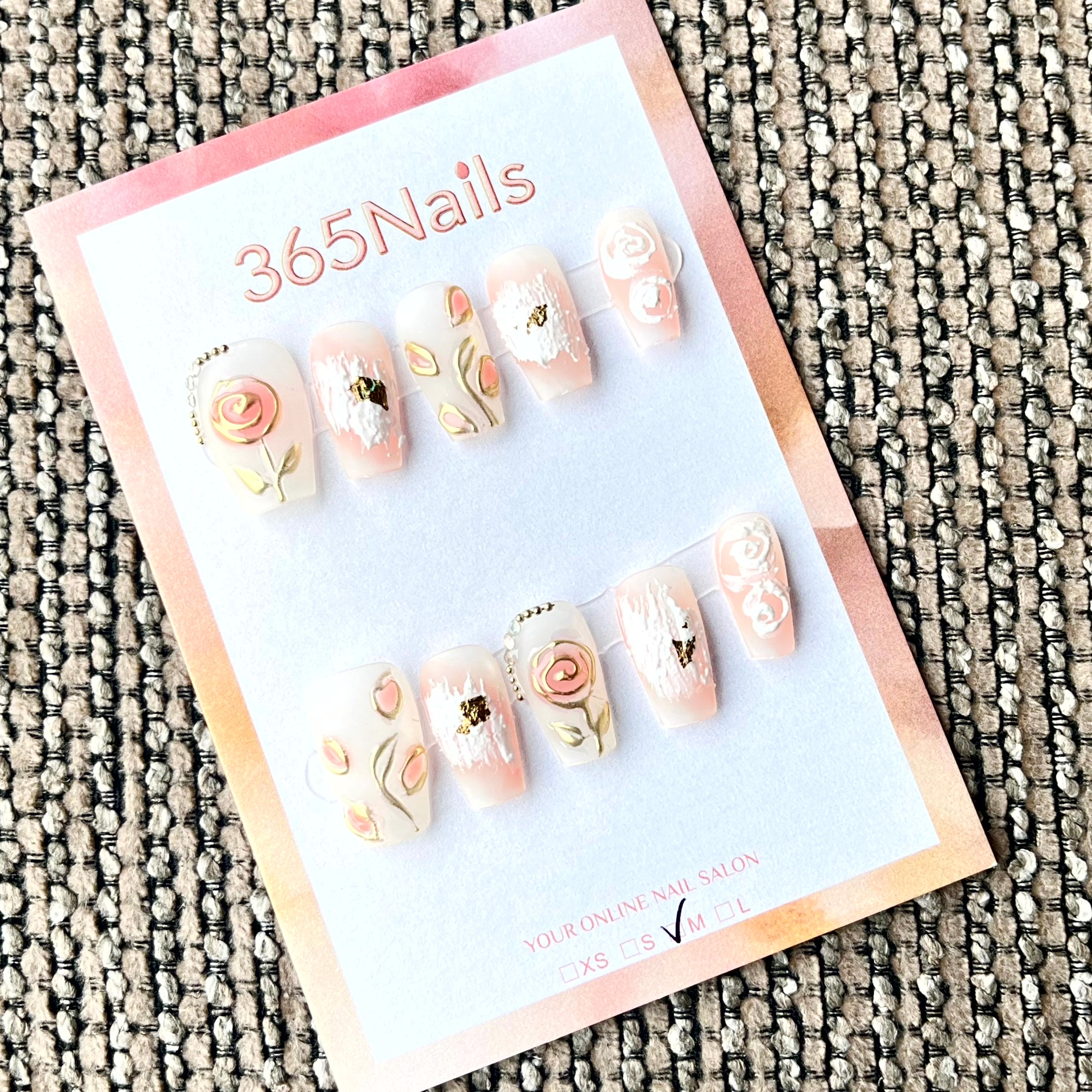 365nails: "Rosa Eterna" – Unhas Amêndoa Florais 3D Artesanais