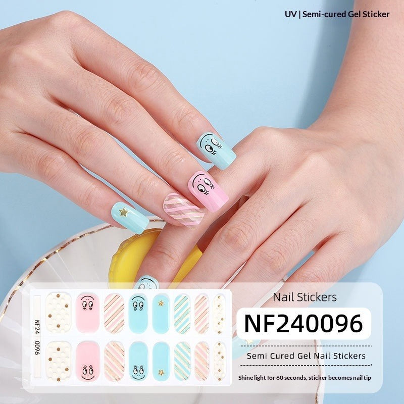 Semi-Cured Gel Nail Strips 3D Foil Glitter Glossy Design (MOQ=3)