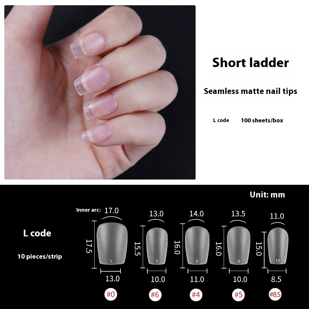 Nail Tips Sub-code nail pads, 100 pcs for press on nails pads, standard size wear-free full half stickers, matte trapezoidal square false nail pads