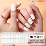 Semi-Cured Gel Nail Strips French Gradient Glitter Glossy Design(MOQ=3)