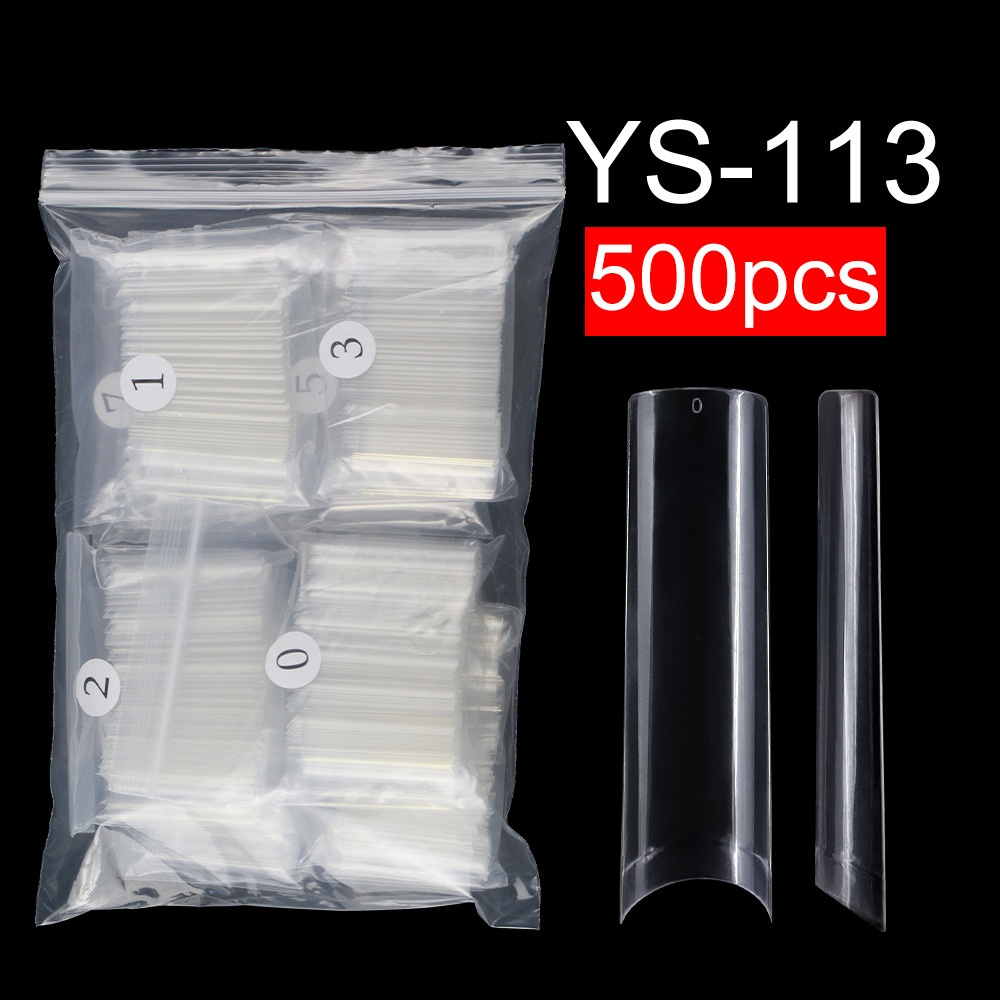 Nail Tips nail plate extended half-stick water pipe nail 500 pieces boxed high-arc XXL  transparent patch fake nails