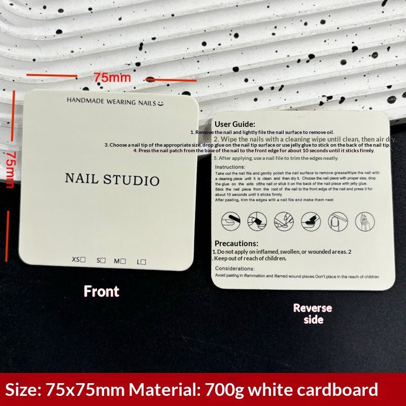 Minimal White Display Cards for Handmade Press On Nails (MOQ=50)