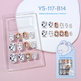 Children press on nails, cartoon 24-piece boxed finished product, sweet and cute children's removable fake nail patch manicure
