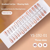 Nail Tips Gradual change cat eye press on nails, wearable fake nail removable sub-code bar prefabricated cat eye press on nails piece