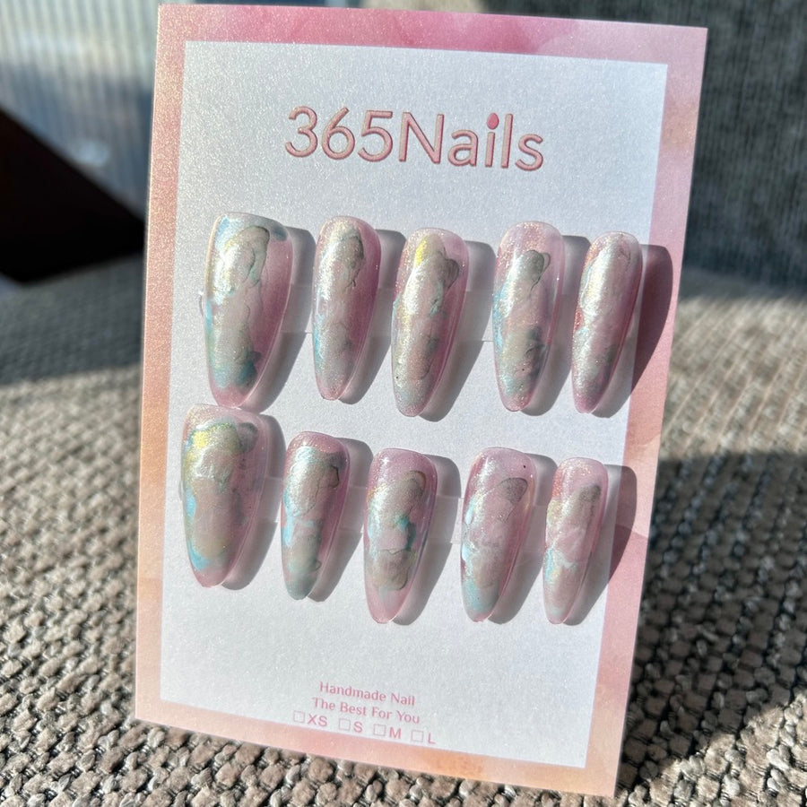 Dreamy Aurora & Unicorn Tears Pink-Purple Moonlight Chrome Nails｜Handmade Smudge Series(moq=30)