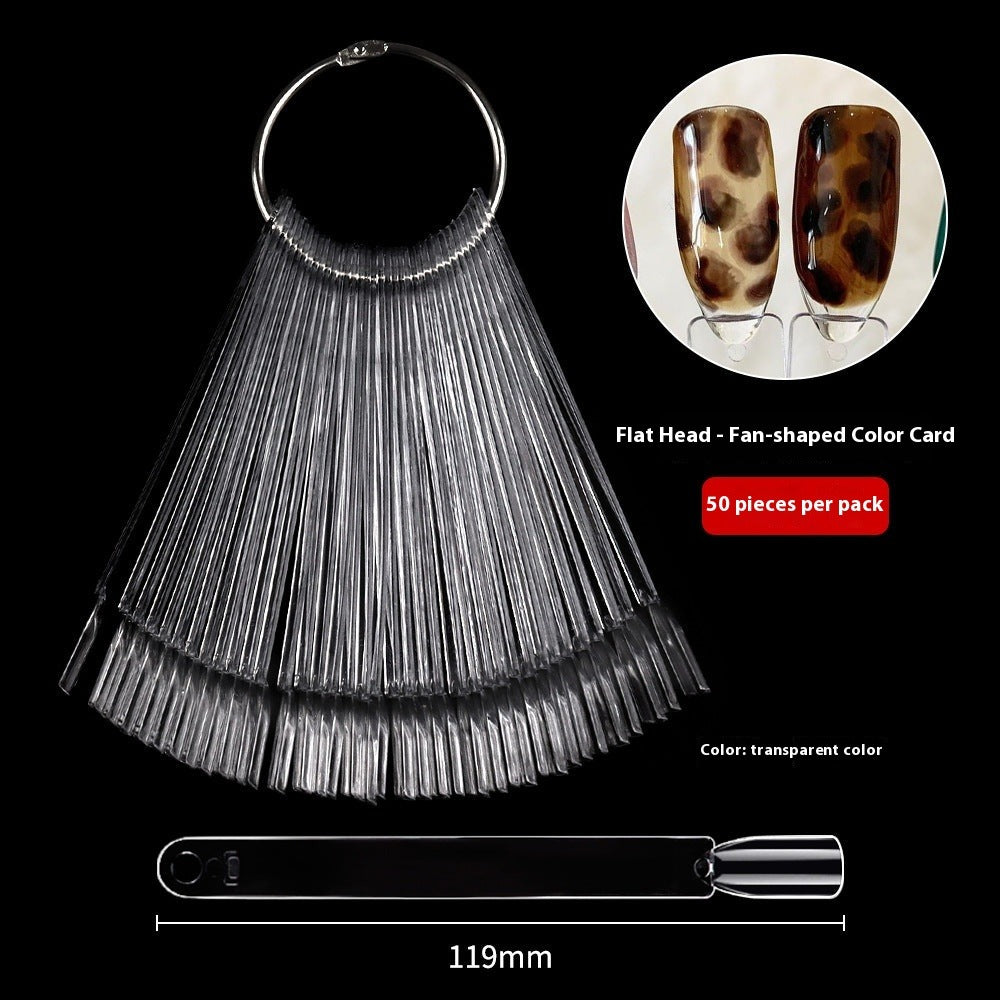 Nail Tips Nail polish practice fan color card, 50 transparent iron ring nail polish color plates in bags for  nail salons