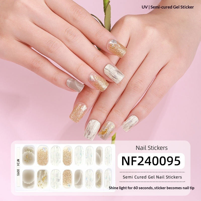 Semi-Cured Gel Nail Strips 3D Foil Glitter Glossy Design (MOQ=3)