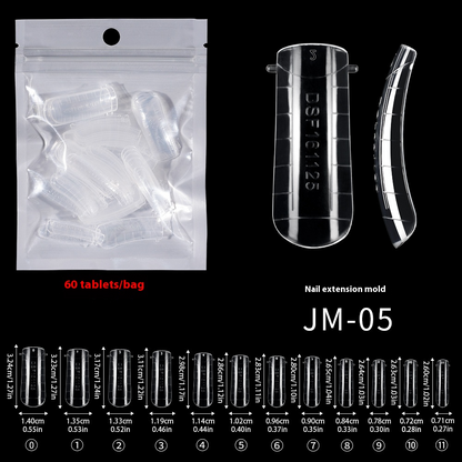 Nail Tips nail mold crystal without paper holder, rapid phototherapy, 60 nail extension tablets, bagged with graduated nail film, wholesale