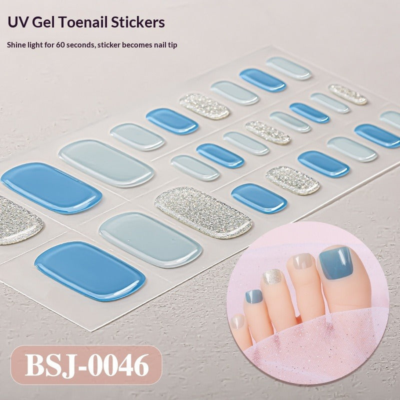 Semi-Cured Gel Nail Strips Minimal Solid Color Glitter Mismatch Design (MOQ=3)