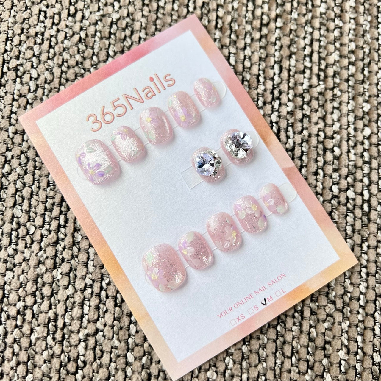 365nails: "cherry blossom love & cubic diamond" – handmade press-on nails