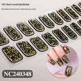 Semi-Cured Gel Nail Strips Brocade Sparkle Cloud Pattern Gold Glossy Set (MOQ=3)