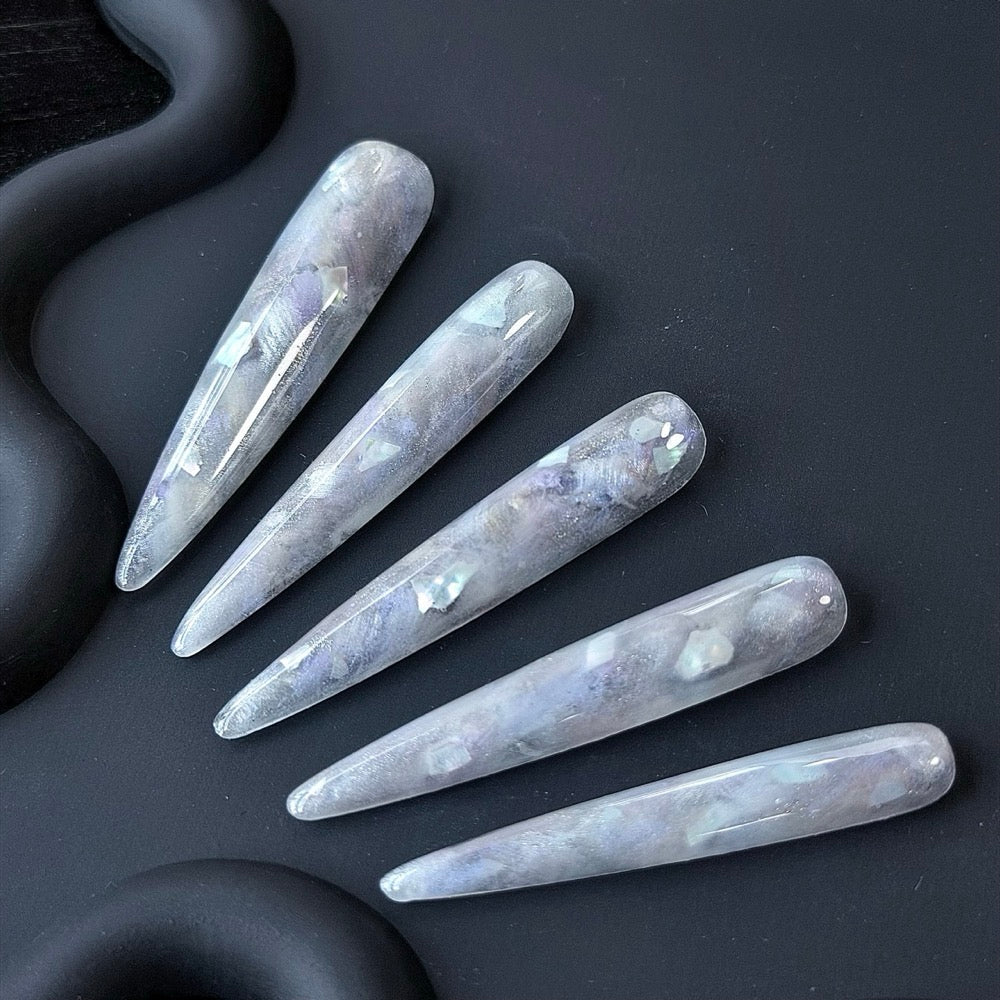 Iridescent Flake Stiletto Press-On Nails
