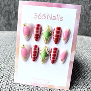 365nails: "Retro Starlight" – 3D Geometric Hand-Painted Handmade Almond Nails