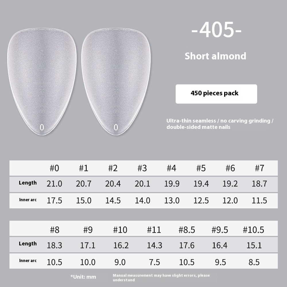 Nail Tips Amazon popular press on nails matte 450 almonds free of engraving ultra-thin and seamless patch manicure fake nails