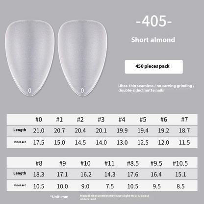 Nail Tips Amazon popular press on nails matte 450 almonds free of engraving ultra-thin and seamless patch manicure fake nails