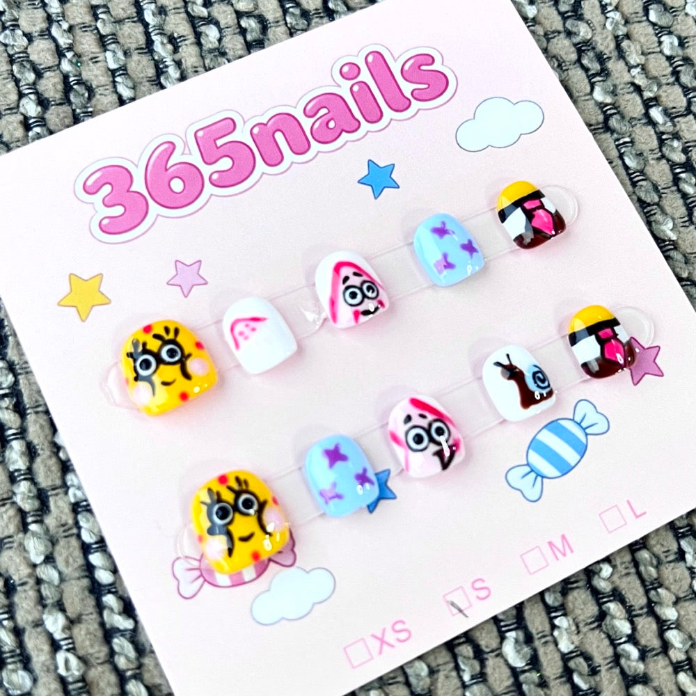 365nails: "Cartoon Friends" – 3D Character Handmade Short Square Nails
