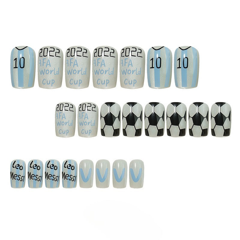 World Cup Argentina Messi #10 Fan Square Press-On Nails (Stylish/24pcs/Short Square)