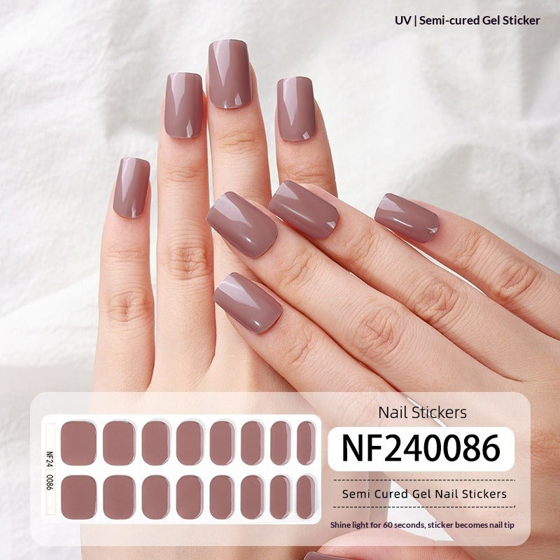 Semi-Cured Gel Nail Strips Solid Glitter Korean Japanese Minimal Design (MOQ=3)