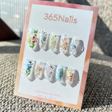 Sweet & Dopamine: "Crystal Garden" – Clear Base Hand-Painted Oil Painting Flowers, 3D Textured Floral Art & Glitter Press-on Nails