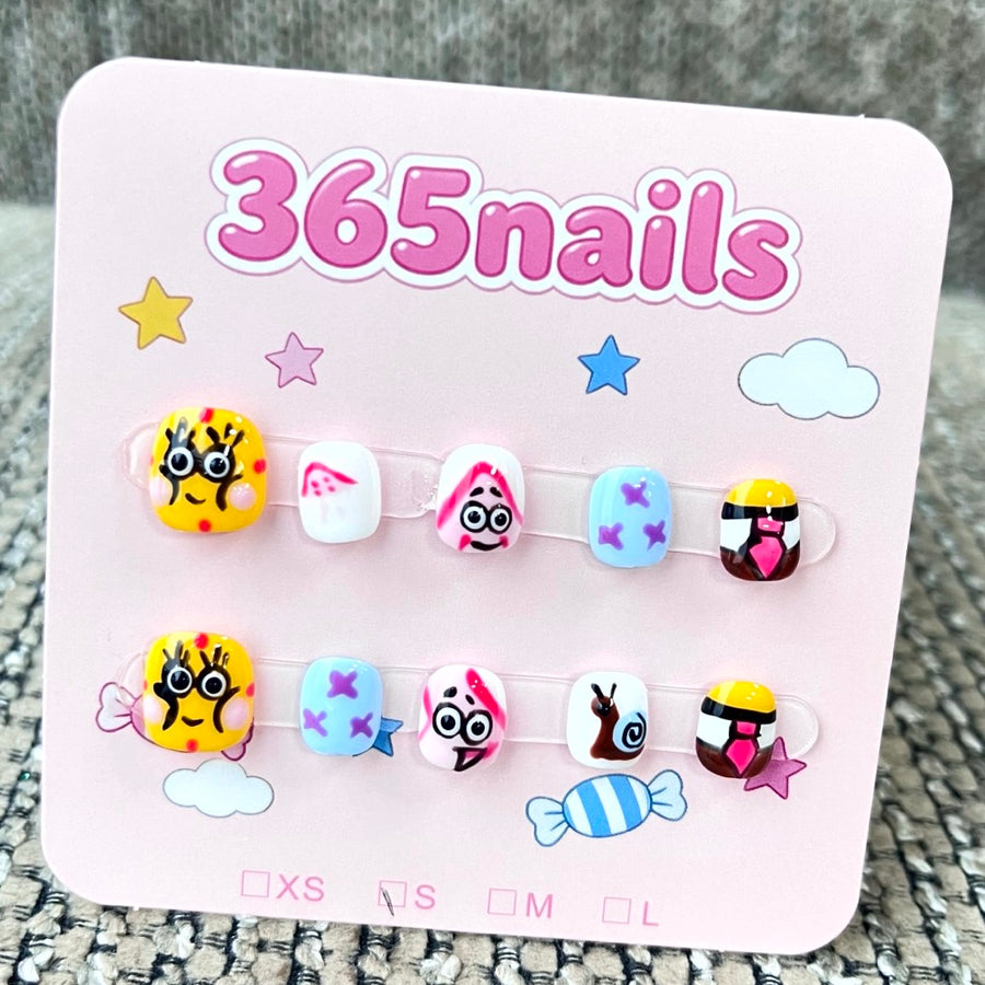 365nails: "Cartoon Friends" – 3D Character Handmade Short Square Nails