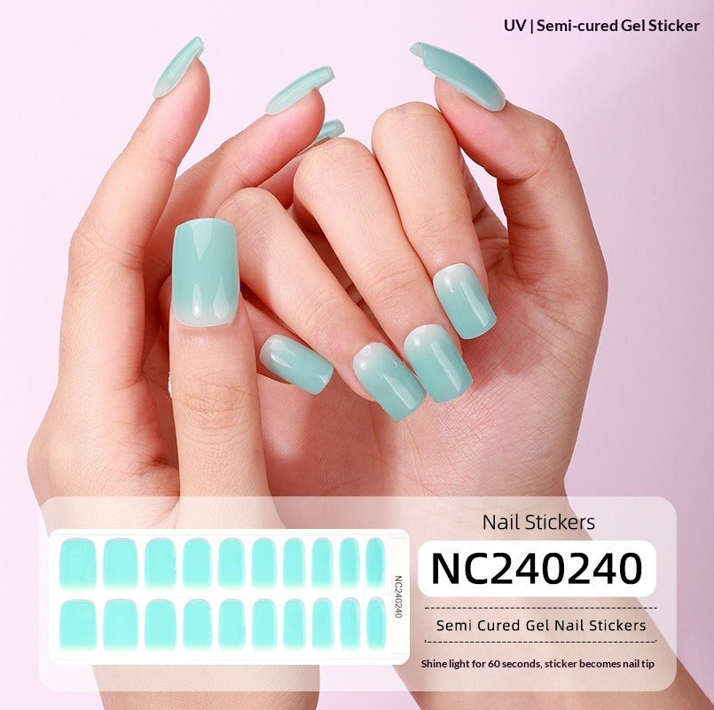 Semi-Cured Gel Nail Strips Gradient French Soft Pink Glossy Set (MOQ=3)